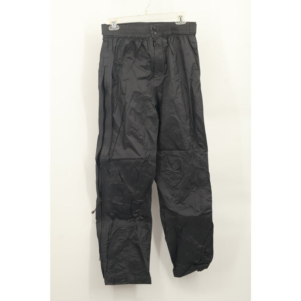 Cabela's Women's High Rise Nylon Rain Pants Side Zip Straight Leg Size M Black
